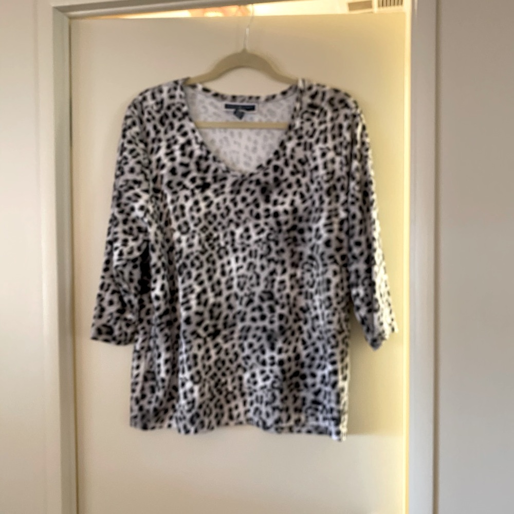 Karen Scott Leopard print 3/4 sleeve, plus size